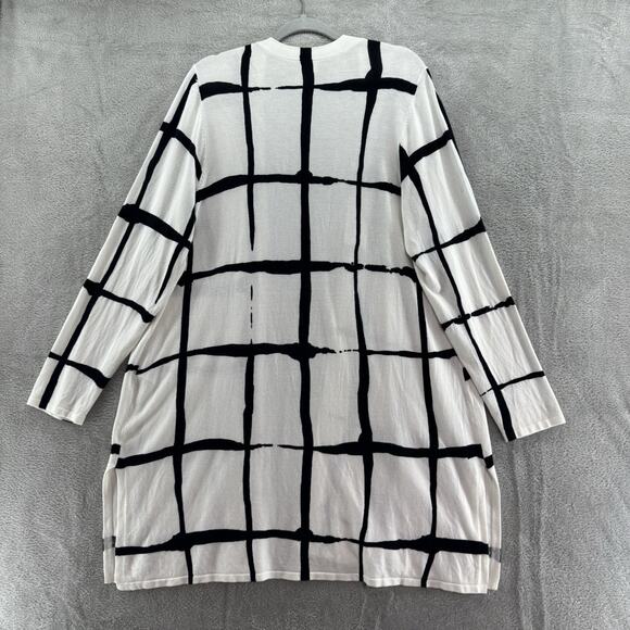 Chicos Cardigan Women 3 XL/16 White Black Abstract Long Open Front Long Sleeve - Picture 6 of 13